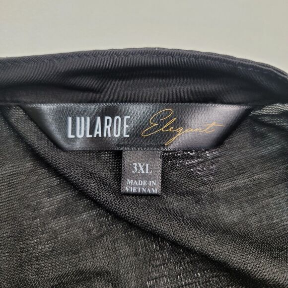 Lularoe‎ Tunic Top 3X Black Metallic Floral Lame' Semi Sheer Lightweight Resort - Picture 5 of 8